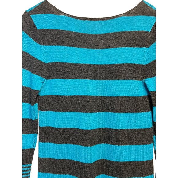 Express Women S Striped Sweater Dress Mini Blue/Black Nylon/Rayon/Wool Pockets - Picture 8 of 16